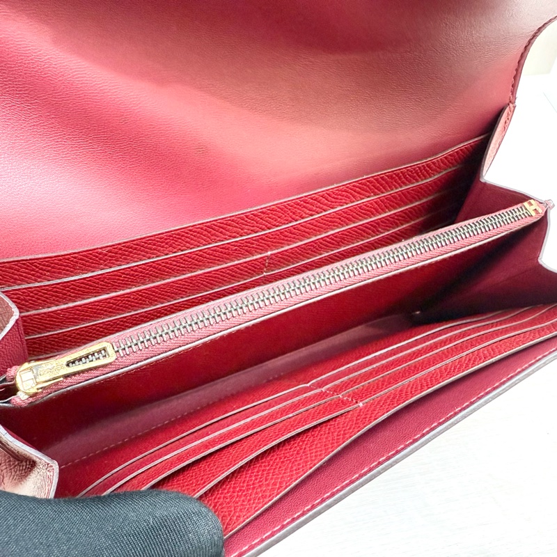 HERMES石榴紅色EPSOM康康長夾-9