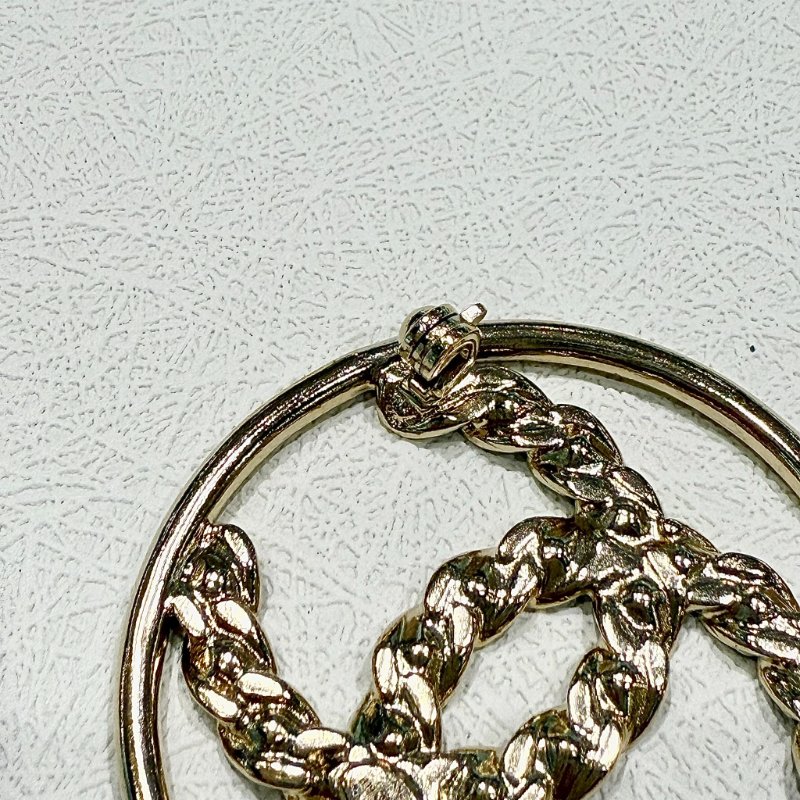 CHANEL - 金色圓形雙C方鑽胸針-10