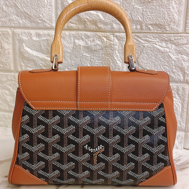 近新附鑒定報告✨ GOYARD SAIGON 西貢包木質手把手提斜背包金剛色(棕）-7