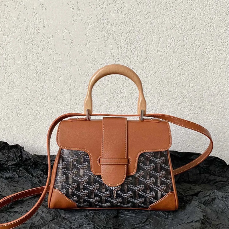 近新附鑒定報告✨ GOYARD SAIGON 西貢包木質手把手提斜背包金剛色(棕）-14