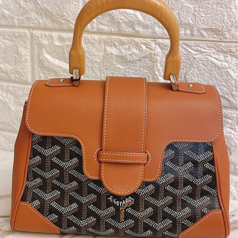 近新附鑒定報告✨ GOYARD SAIGON 西貢包木質手把手提斜背包金剛色(棕）-19