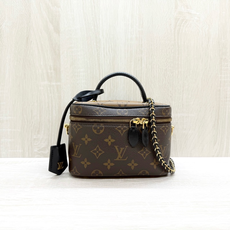 LV雙色原花Vanity PM手提側背化妝箱包/M45165-0