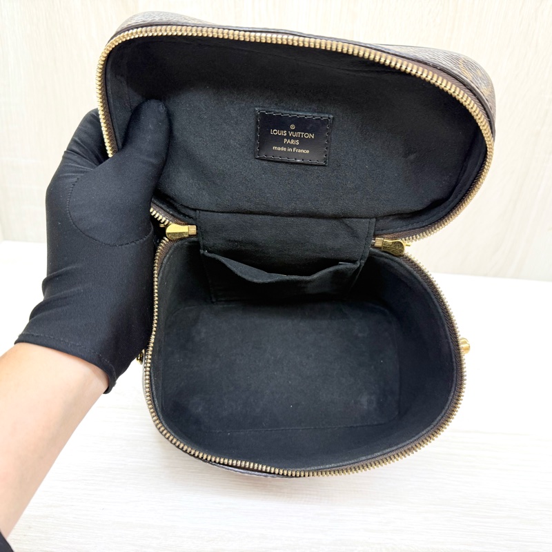 LV雙色原花Vanity PM手提側背化妝箱包/M45165-7