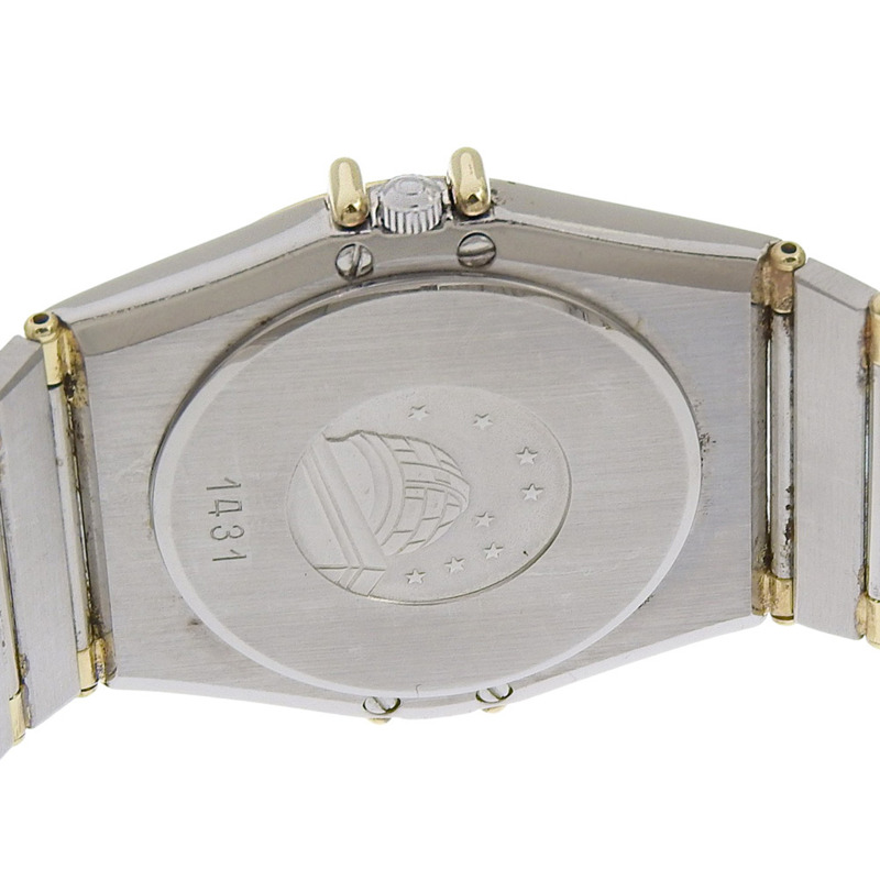 歐米茄星座系列男士腕錶，不鏽鋼錶殼鑲鑽，石英機芯，指針式顯示，銀色錶盤-5