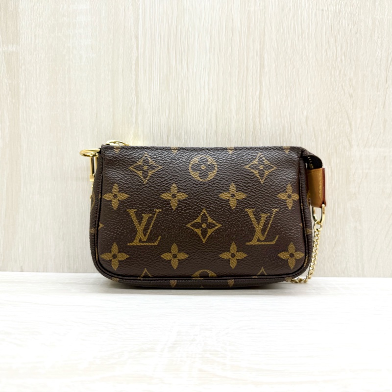 LV老花一字拉鍊Mini Pochette Accessoires小麻將包M58009-1