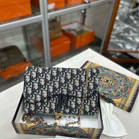 Dior老花馬鞍大號Woc鏈條包 尺寸約22*14