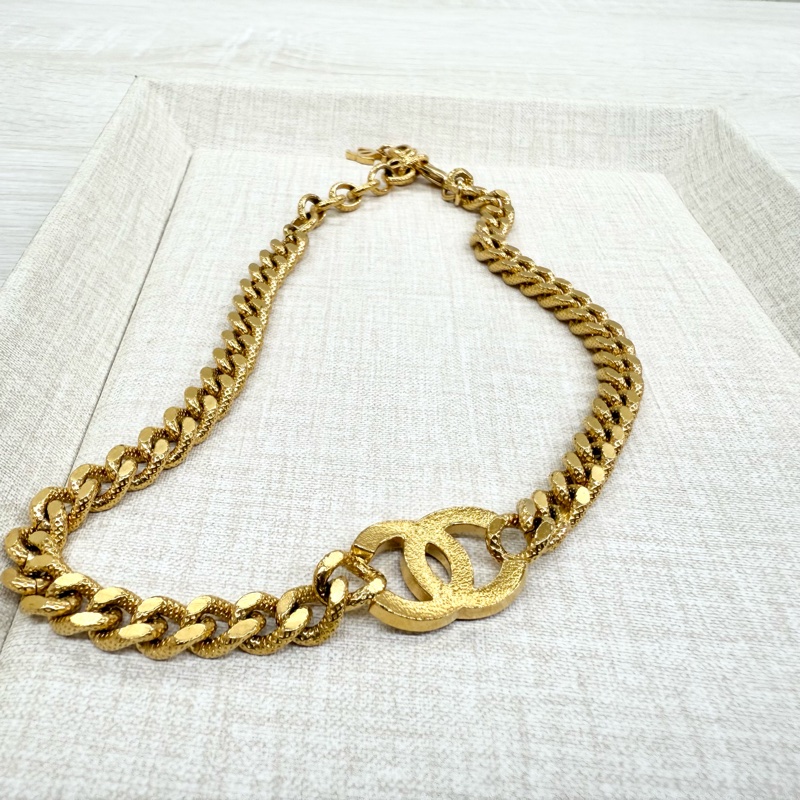 CHANEL項鍊金色雙C鑲鑽項鍊/AB8930-4