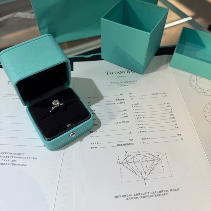 Tiffany 蒂芙尼一克拉鑽戒F色1.07克拉VS1淨度-1