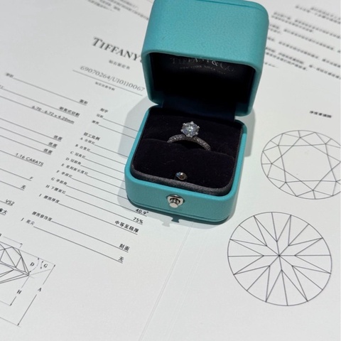 Tiffany 蒂芙尼 钻戒 1.16ct 全铺镶钻戒托 新款 setting窄戒臂目前50码