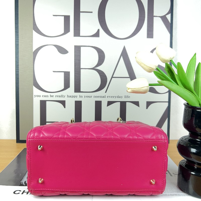 DIOR Lady dior 五格戴妃 玫紅色 羊皮-8