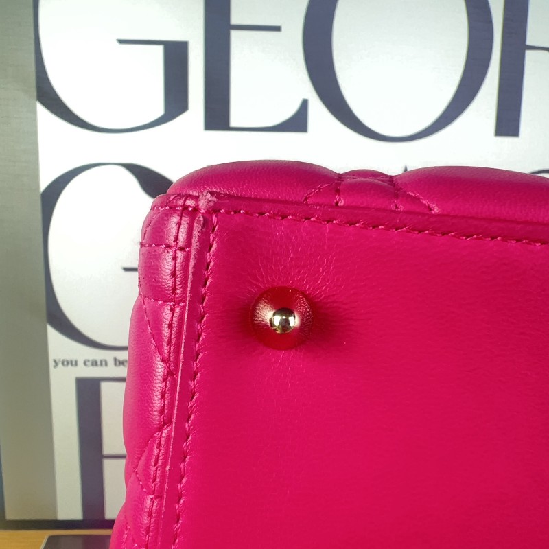 DIOR Lady dior 五格戴妃 玫紅色 羊皮-10