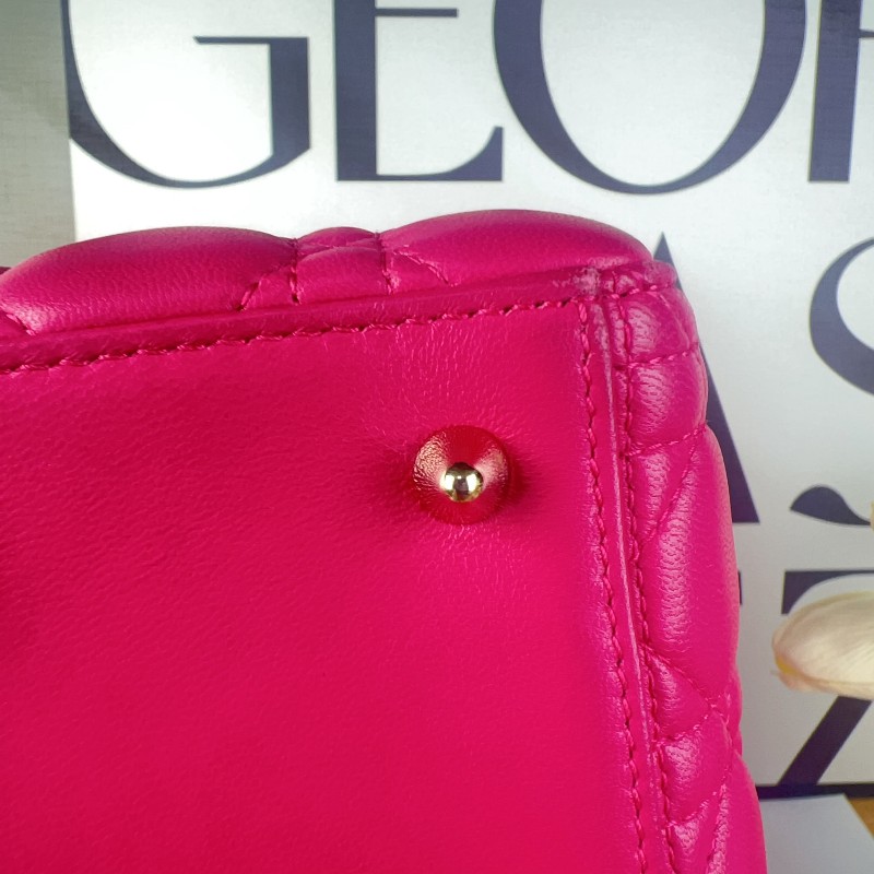 DIOR Lady dior 五格戴妃 玫紅色 羊皮-11