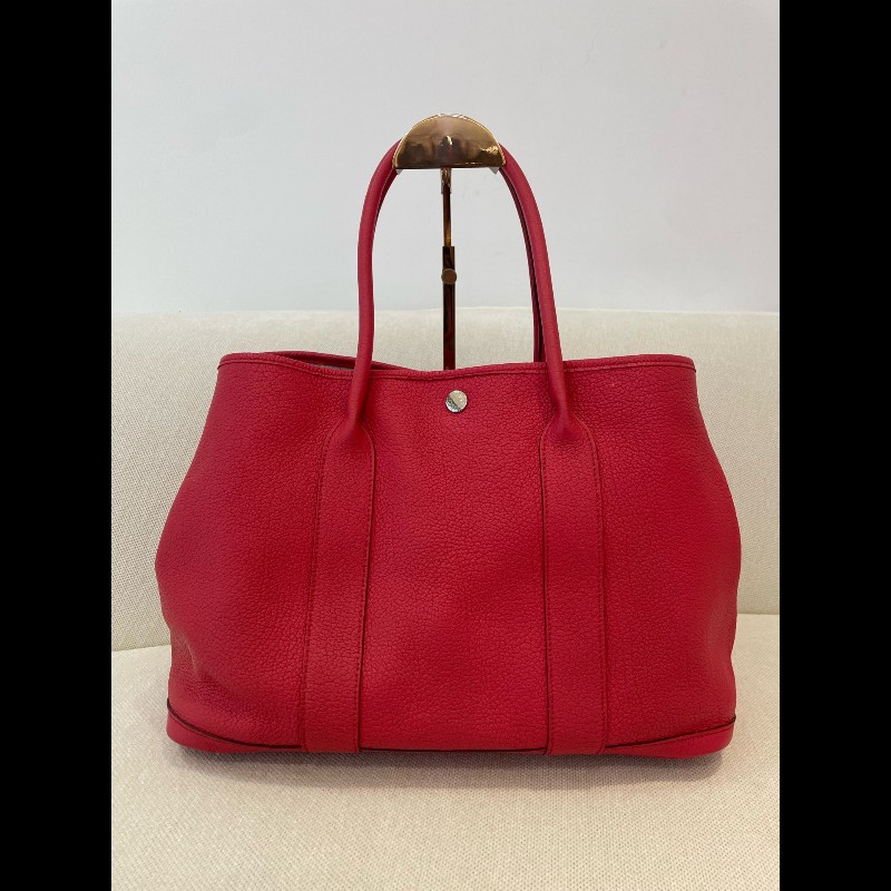 Hermes garden party36 紅色銀扣花園包 框刻-1