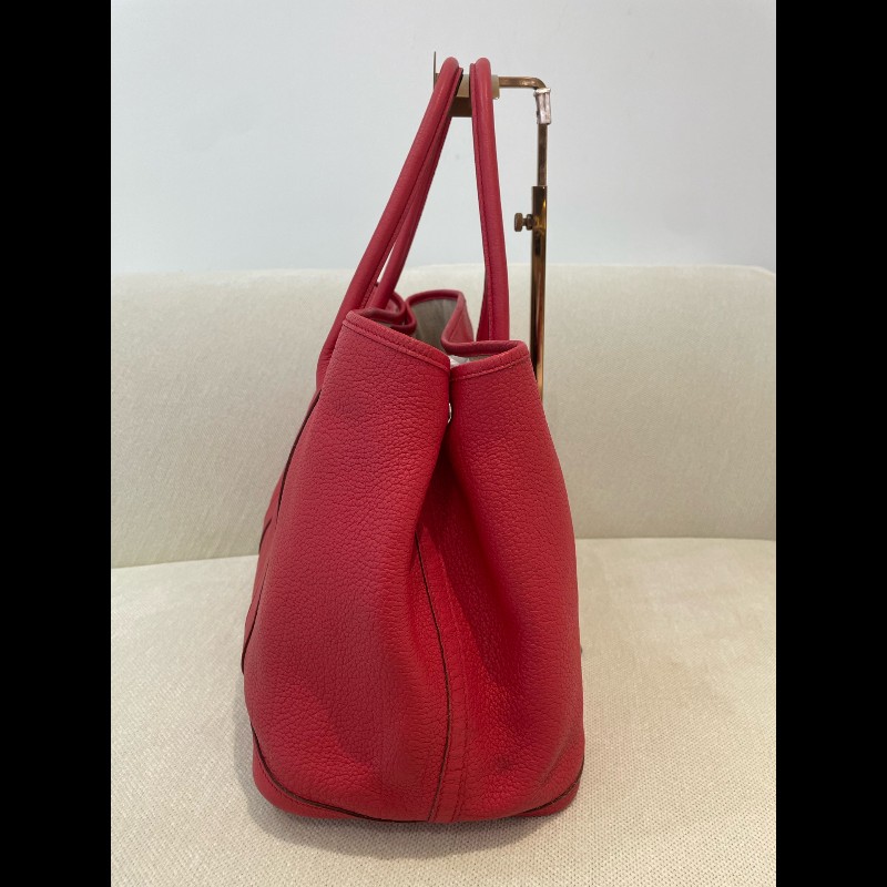 Hermes garden party36 紅色銀扣花園包 框刻-2