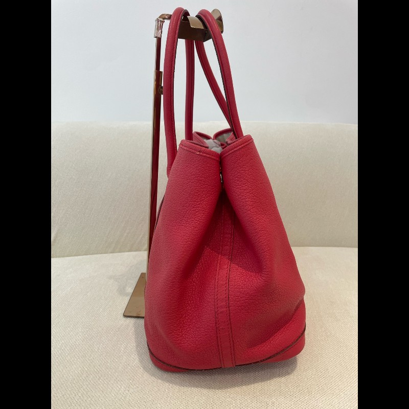 Hermes garden party36 紅色銀扣花園包 框刻-3