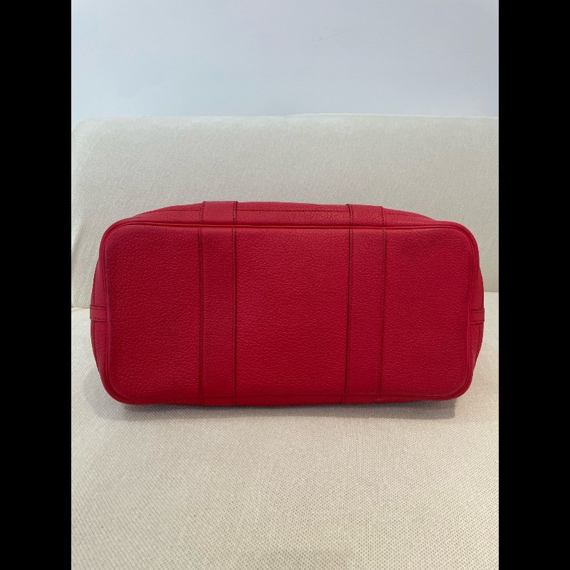 Hermes garden party36 紅色銀扣花園包 框刻-4