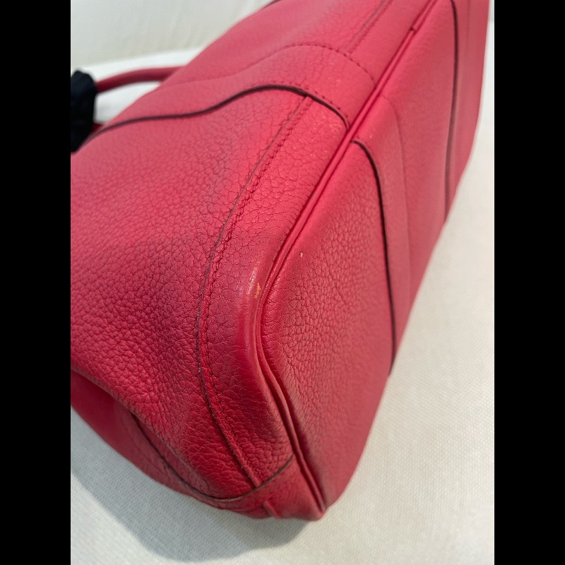 Hermes garden party36 紅色銀扣花園包 框刻-18