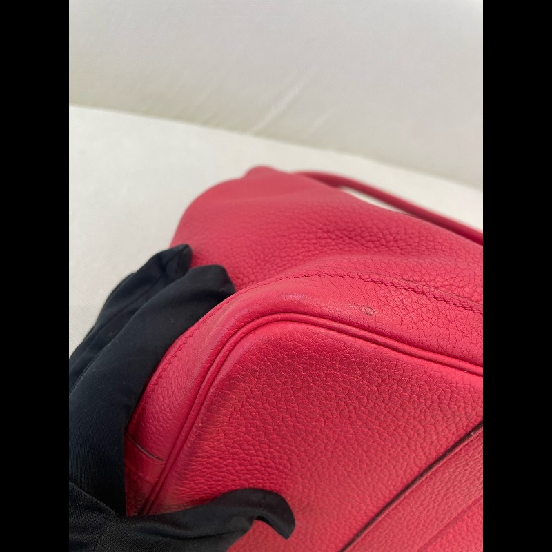 Hermes garden party36 紅色銀扣花園包 框刻-21