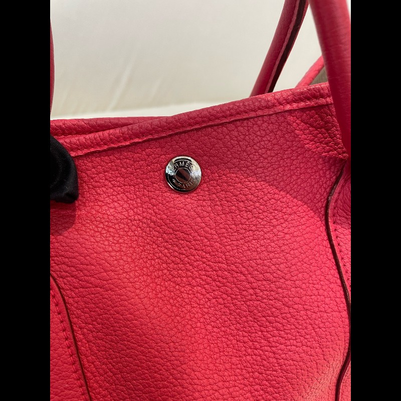Hermes garden party36 紅色銀扣花園包 框刻-22
