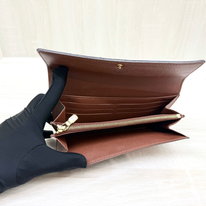 LV原花金釦10卡下蓋發財長夾-6