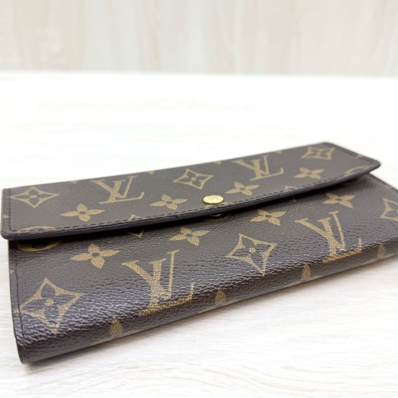 LV原花金釦10卡下蓋發財長夾-12