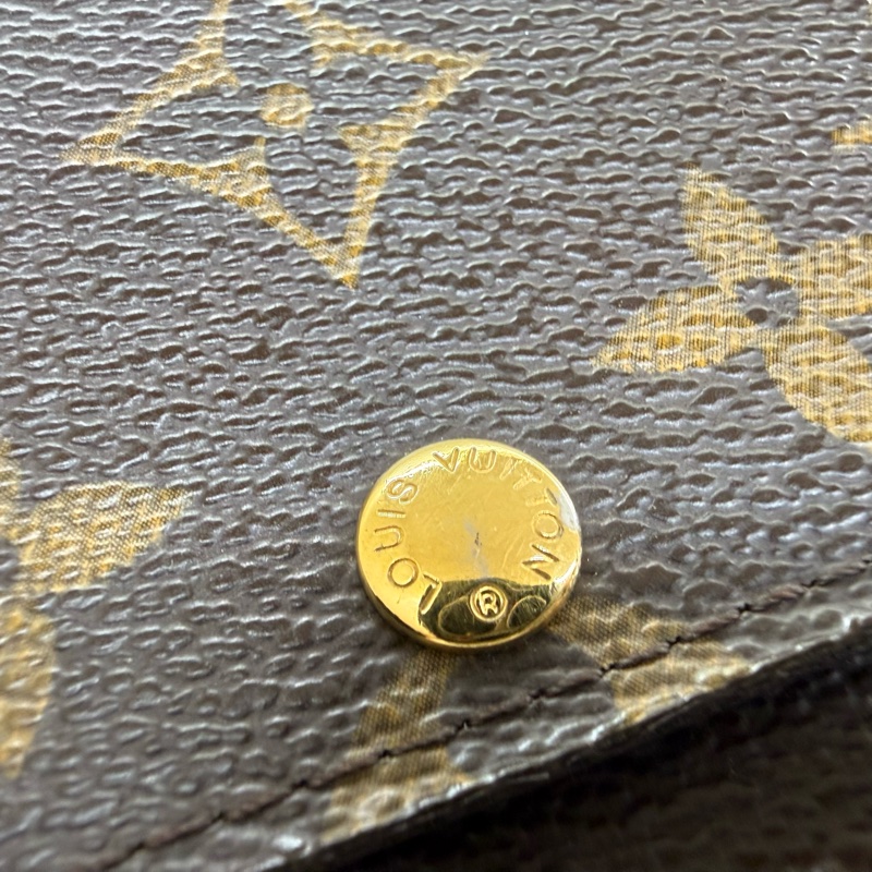 LV原花金釦10卡下蓋發財長夾-20