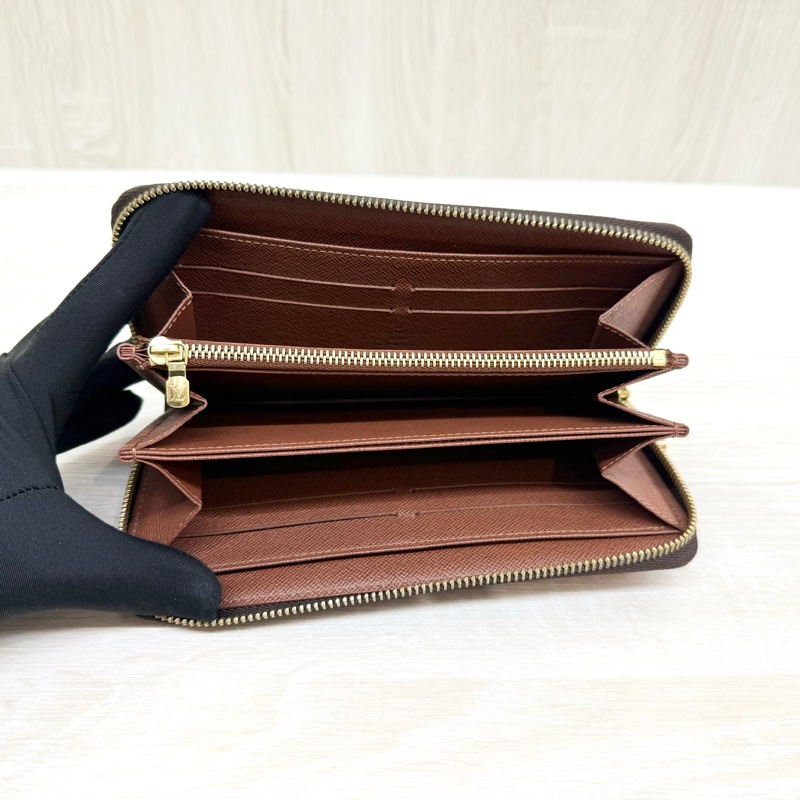 LV棕色老花拉鍊長夾M42616-5