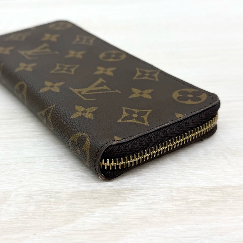 LV原花拼粉色內裡Clemence窄版ㄇ拉長夾M61298-9