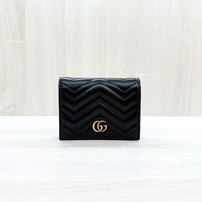 GUCCI黑色馬夢對開短夾466492-0