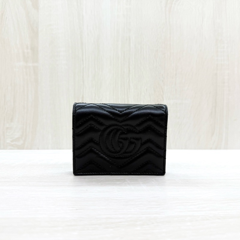 GUCCI黑色馬夢對開短夾466492-1