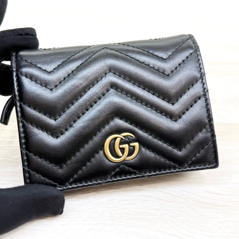 GUCCI黑色馬夢對開短夾466492-10