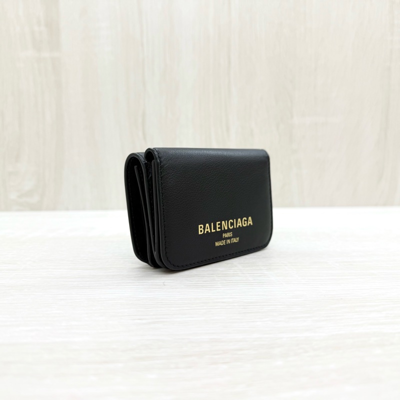 BALENCIAGA黑色三折燙金MINI短夾-3