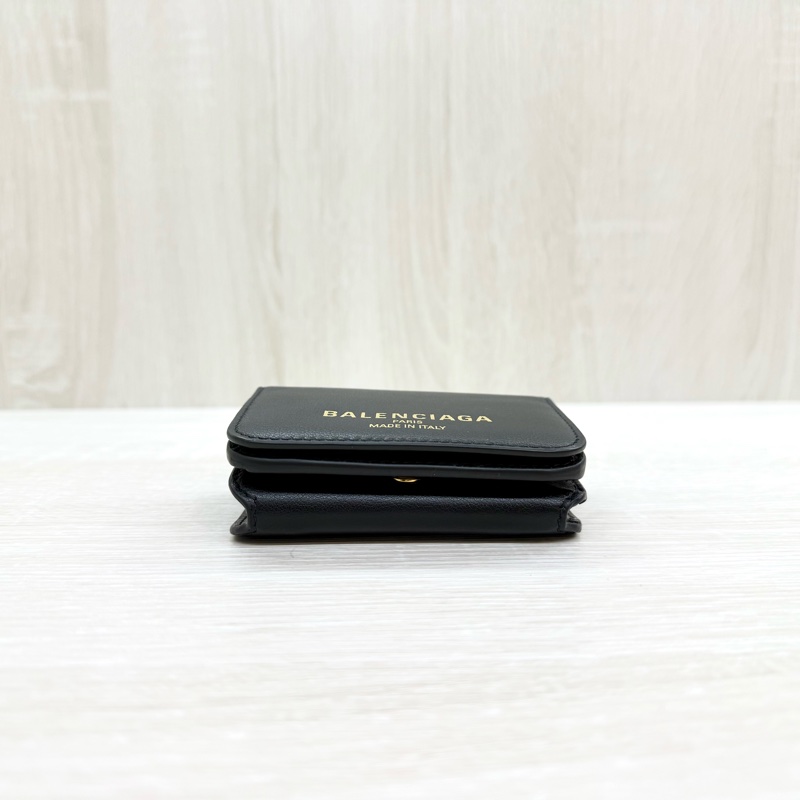 BALENCIAGA黑色三折燙金MINI短夾-4