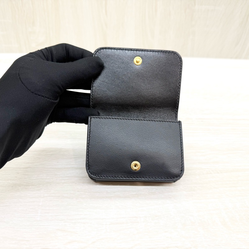 BALENCIAGA黑色三折燙金MINI短夾-10