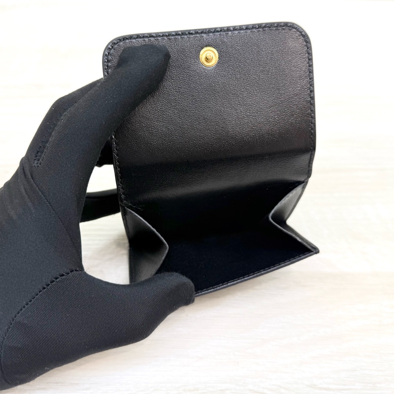 BALENCIAGA黑色三折燙金MINI短夾-12