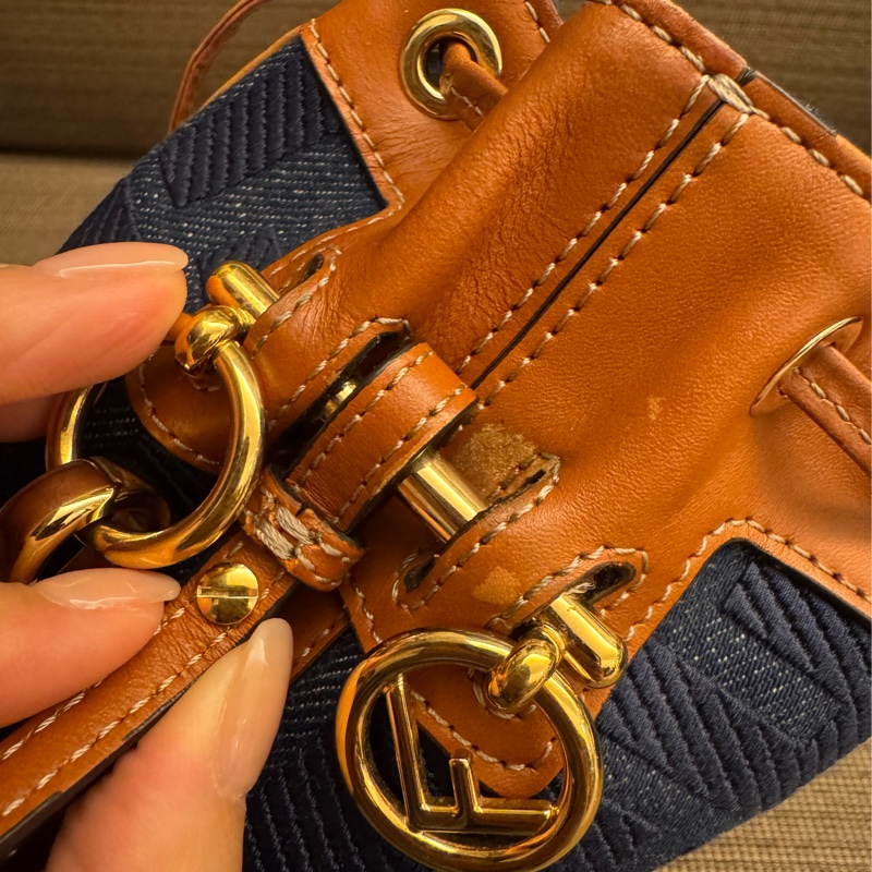 FENDI 牛仔拼皮 迷你小水桶-9