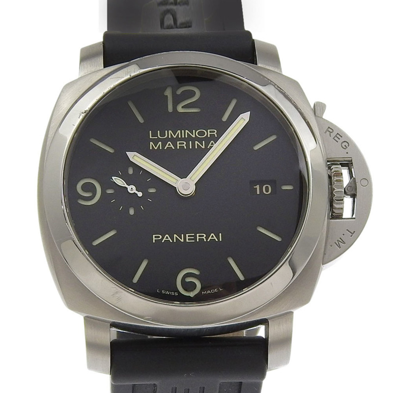 沛納海 Luminor Marina 男士腕錶 OP6900 機芯 P9000 PAM00312 不鏽鋼與橡膠錶帶 自動上鍊 小秒針 黑色錶盤-0