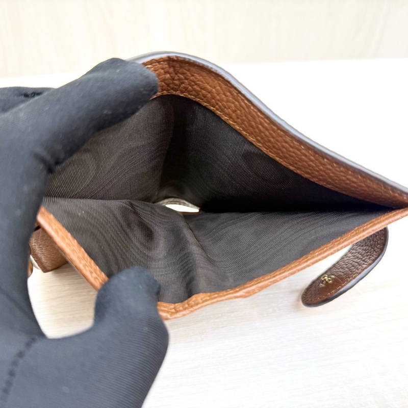 GUCCI咖啡色牛皮金釦竹節拉鍊短夾739498-10