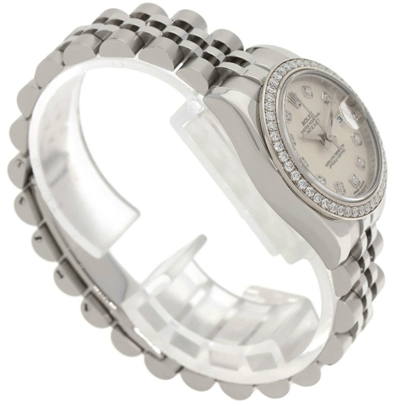 勞力士 179384G Datejust 10 件組鑲鑽錶圈腕錶，精鋼/SS/18K 白金材質，鑲鑽，女士款-1