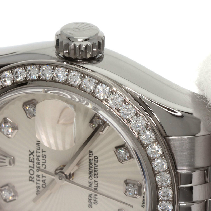 勞力士 179384G Datejust 10 件組鑲鑽錶圈腕錶，精鋼/SS/18K 白金材質，鑲鑽，女士款-16