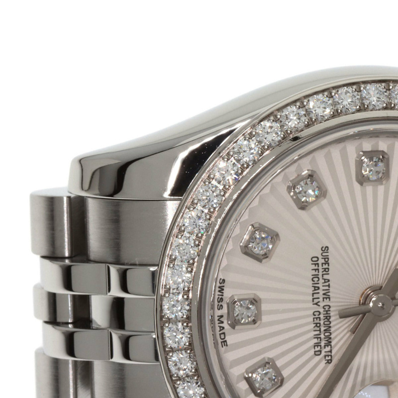 勞力士 179384G Datejust 10 件組鑲鑽錶圈腕錶，精鋼/SS/18K 白金材質，鑲鑽，女士款-17