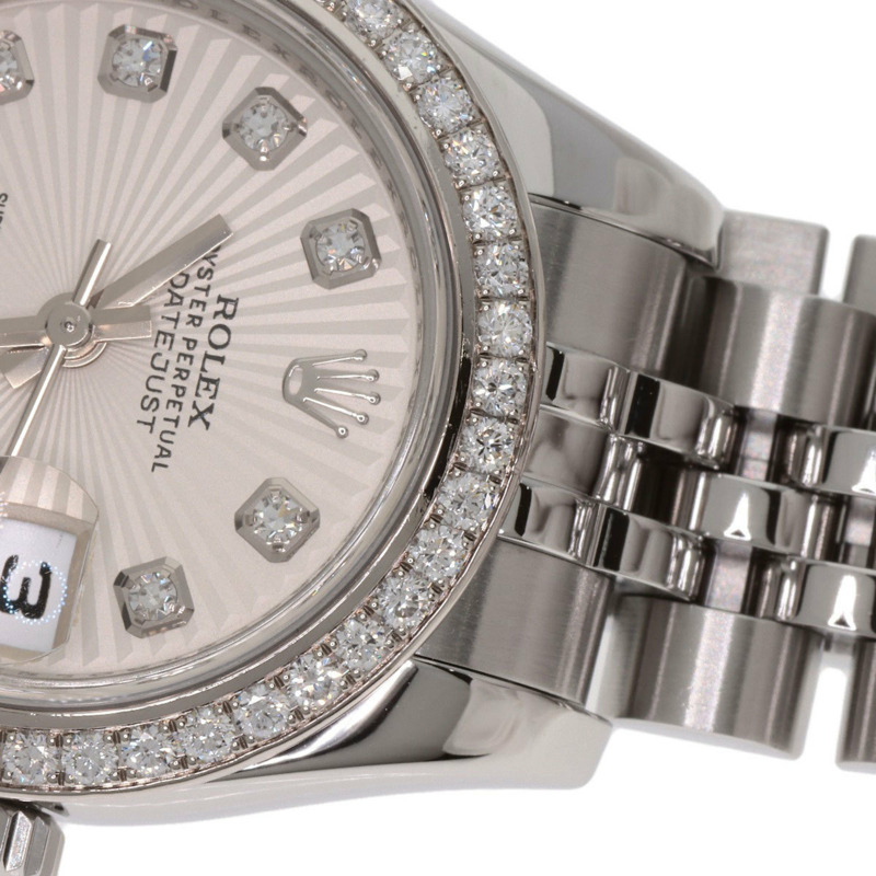 勞力士 179384G Datejust 10 件組鑲鑽錶圈腕錶，精鋼/SS/18K 白金材質，鑲鑽，女士款-25