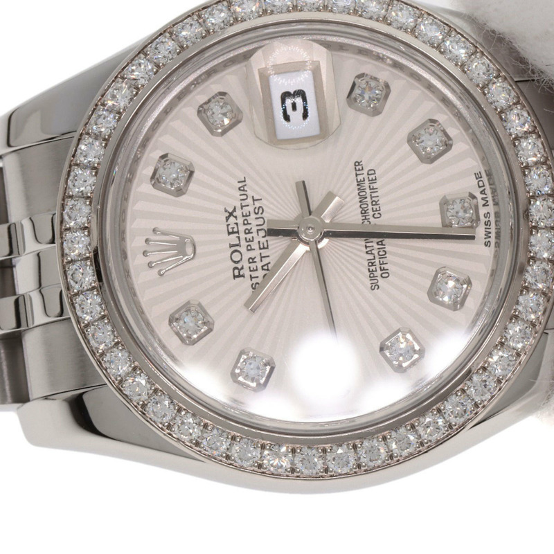 勞力士 179384G Datejust 10 件組鑲鑽錶圈腕錶，精鋼/SS/18K 白金材質，鑲鑽，女士款-27