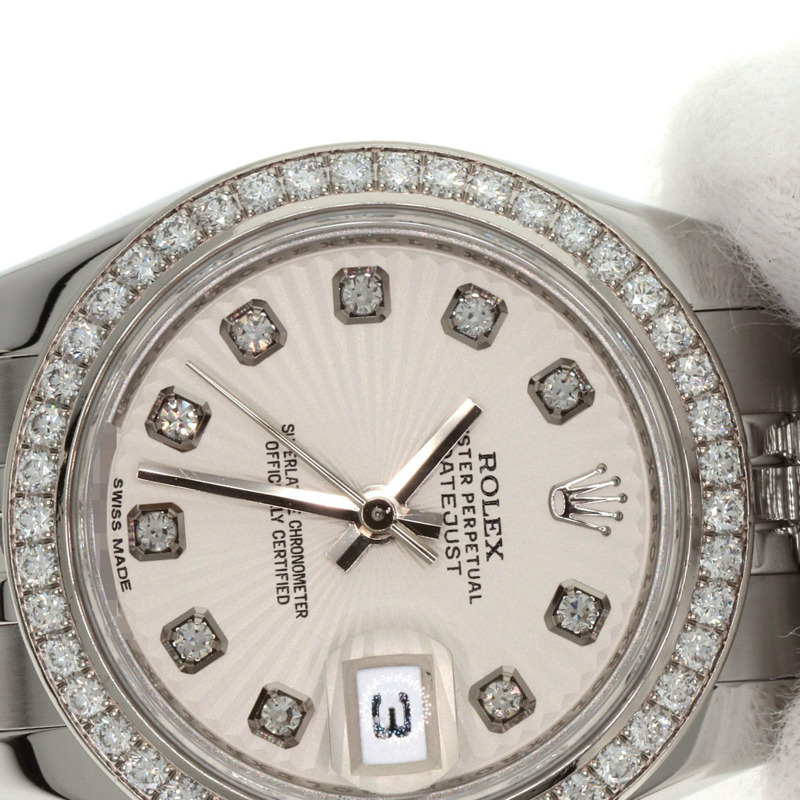 勞力士 179384G Datejust 10 件組鑲鑽錶圈腕錶，精鋼/SS/18K 白金材質，鑲鑽，女士款-28