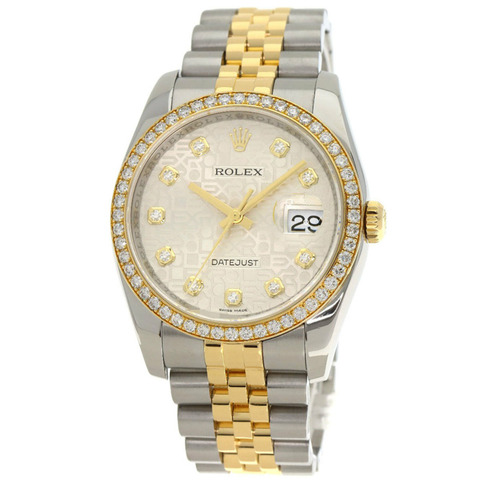 勞力士 116243G Datejust 10P 鑲鑽錶圈腕錶，精鋼/SSx18KG 錶殼，鑲鑽，男士腕錶