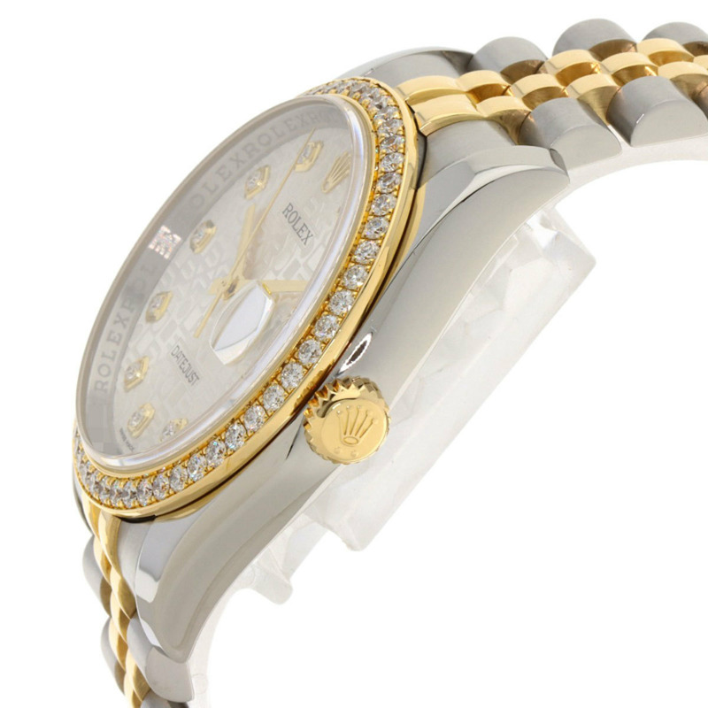 勞力士 116243G Datejust 10P 鑲鑽錶圈腕錶，精鋼/SSx18KG 錶殼，鑲鑽，男士腕錶-4