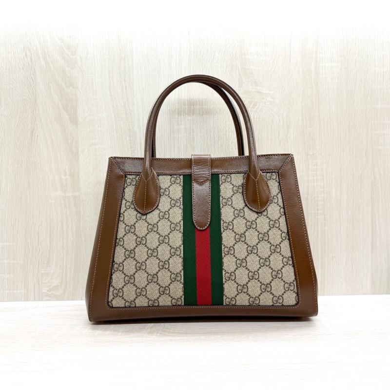 GUCCI原花拼棕牛皮Jackie1961手提托特包649016-1