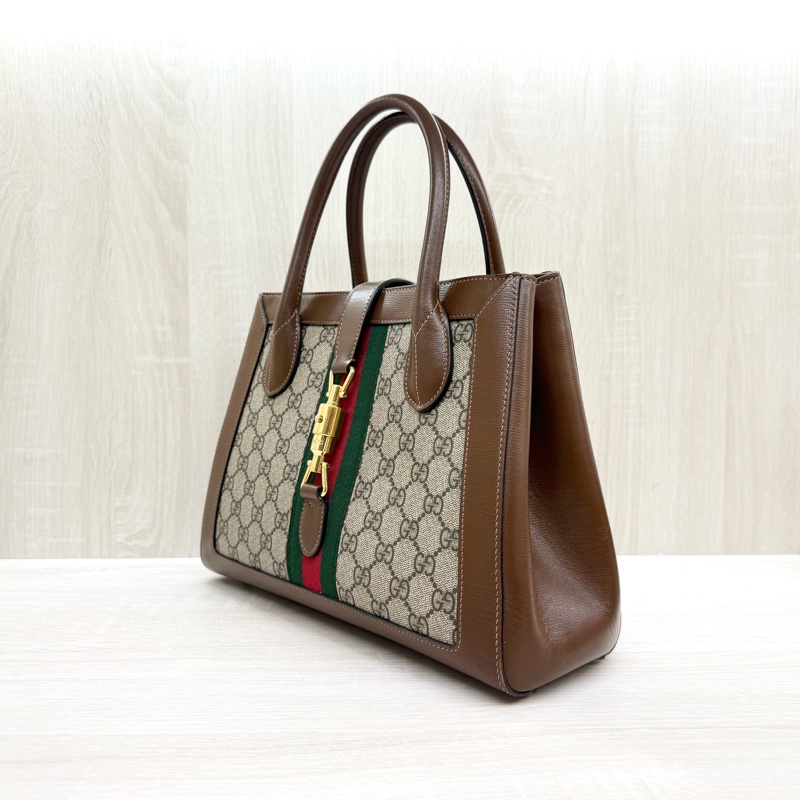 GUCCI原花拼棕牛皮Jackie1961手提托特包649016-2