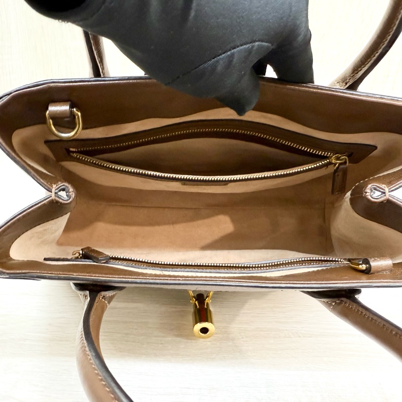 GUCCI原花拼棕牛皮Jackie1961手提托特包649016-6