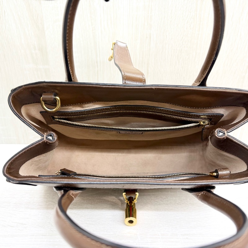 GUCCI原花拼棕牛皮Jackie1961手提托特包649016-8